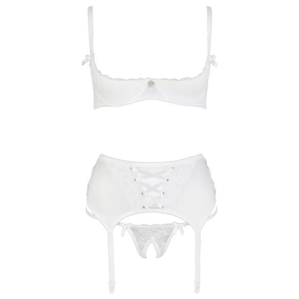 Cottelli - set bustier cu dantelă și șnur - alb - 85C/L