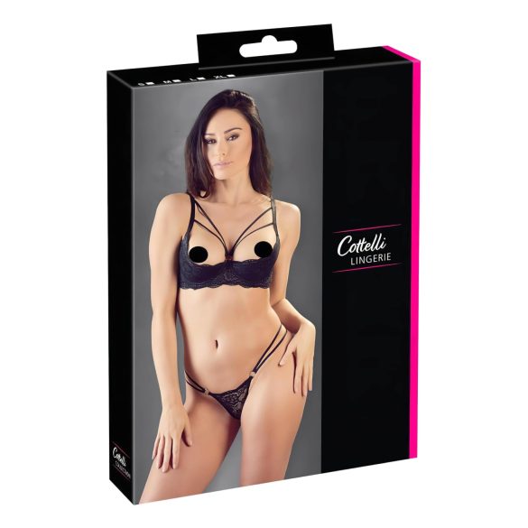 Cottelli - sutien cu inele și tanga negru seducător - 85B/L
