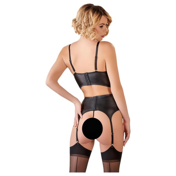 Abierta Fina - set lenjerie sexy cu bretele și dantelă - negru - 80B/M