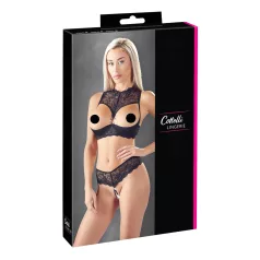 Cottelli - set lenjerie cu sutien deschis - negru - 80B/M