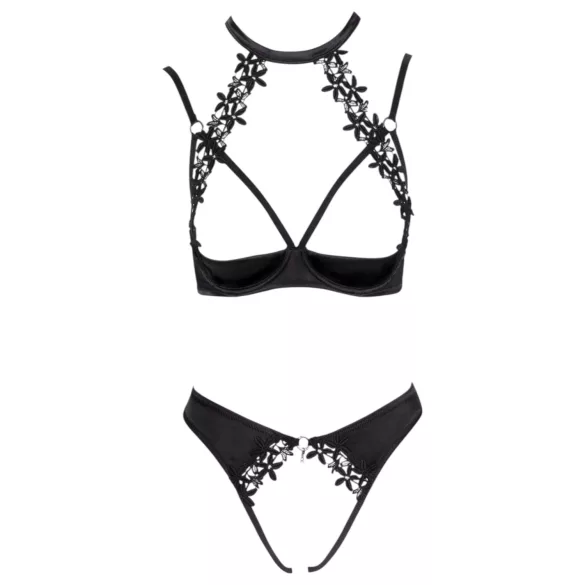 Cottelli - set mărire sâni cu dantelă și choker - negru - 85B/L