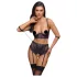 Cottelli Bondage - set sutien și cătușe pentru brațe (negru-mov) - XL