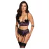 Cottelli Bondage - set sutien și cătușe pentru brațe (negru-mov) - XL