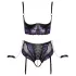 Cottelli Bondage - set sutien și cătușe pentru brațe (negru-mov) - XL