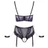 Cottelli Bondage - set sutien și cătușe pentru brațe (negru-mov) - XL