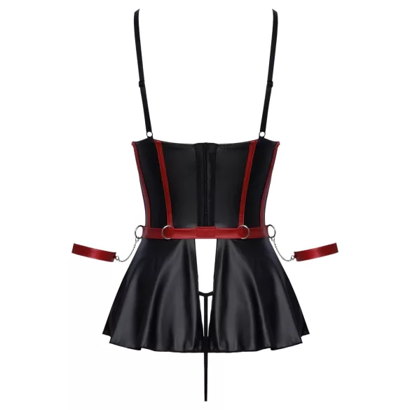 Cottelli Bondage - set lenjerie strălucitor cu cătușe pentru mâini - negru - 80B/M