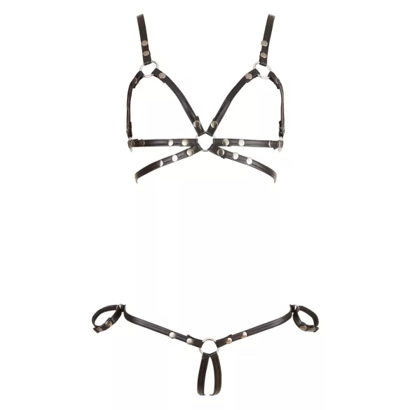 Cottelli Bondage - ham de corp bikini decorativ lucios - negru