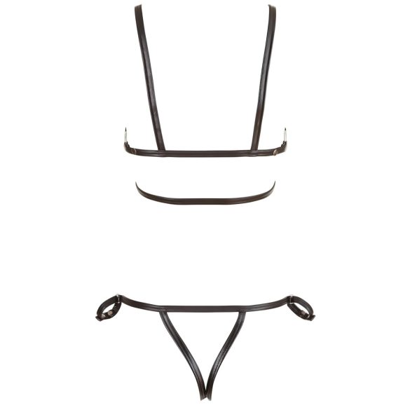Cottelli Bondage - ham de corp bikini decorativ lucios - negru - M