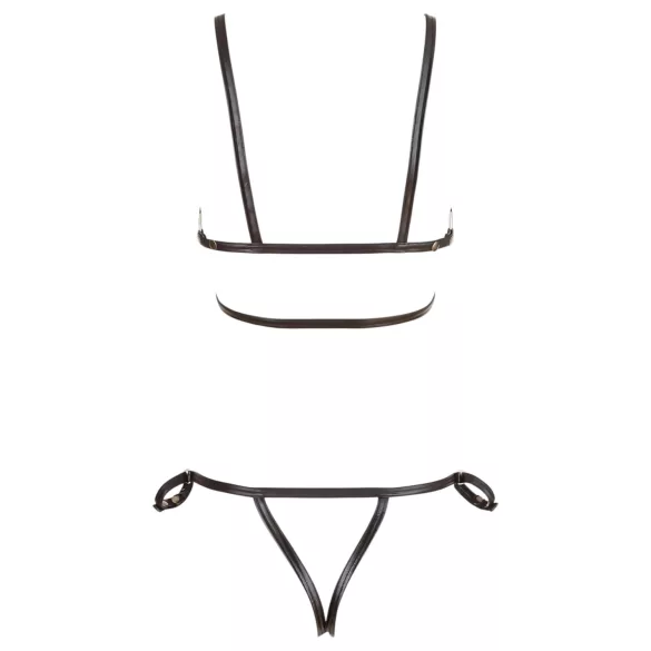 Cottelli Bondage - ham de corp bikini decorativ lucios - negru - M