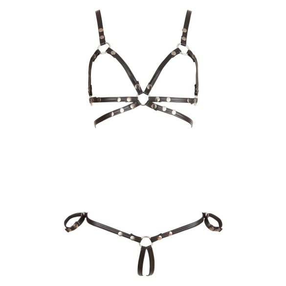 Cottelli Bondage - ham de corp bikini decorativ lucios - negru - XL