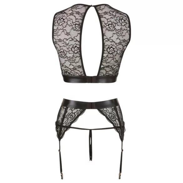 Cottelli Bondage - set lenjerie intimă din dantelă + cătușe (4 piese)