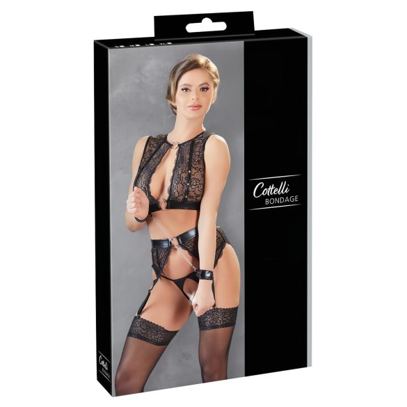 Cottelli Bondage - set lenjerie sexy cu dantelă 4 piese - L