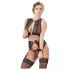 Cottelli Bondage - set lenjerie intimă din dantelă + cătușe (4 piese) - L