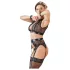 Cottelli Bondage - set lenjerie intimă din dantelă + cătușe (4 piese) - L