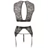 Cottelli Bondage - set lenjerie intimă din dantelă + cătușe (4 piese) - L