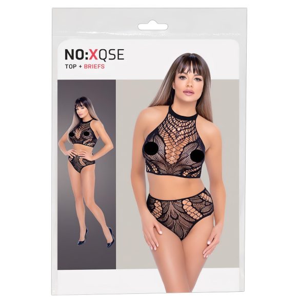 NO:XQSE - Rochie din plasă cu două piese - negru (S-L)