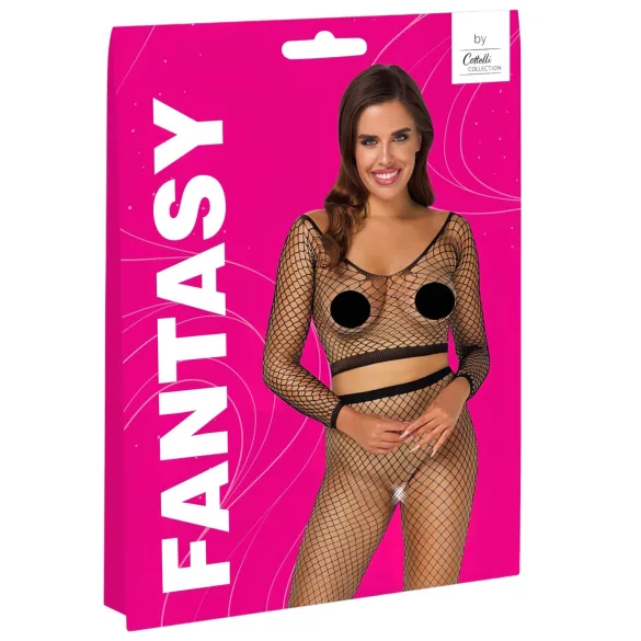 Cottelli - set sexy din plasă cu mâneci lungi - negru - mărimi S-L