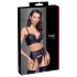 Cottelli - set corset cu fermoar, portjartier și tanga (negru)