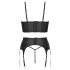 Cottelli - set corset cu fermoar, portjartier și tanga (negru)