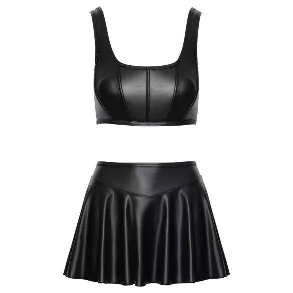 Cottelli - set format din top mat cu șiret și fustă mini (negru) - M