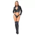 Cottelli - set jachetă scurtă din piele artificială și tanga (negru) - M