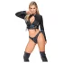 Cottelli - set jachetă scurtă din piele artificială și tanga (negru) - M