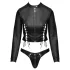 Cottelli - set jachetă scurtă din piele artificială și tanga (negru) - M