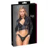 Cottelli - set jachetă scurtă din piele artificială și tanga (negru) - L