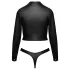 Cottelli - set jachetă scurtă din piele artificială și tanga (negru) - L