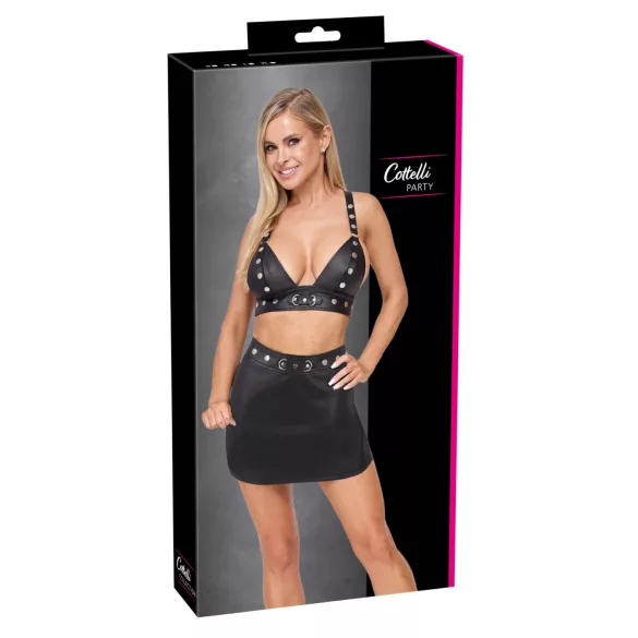 Cottelli - set top și minijupă din piele artificială (negru) - M