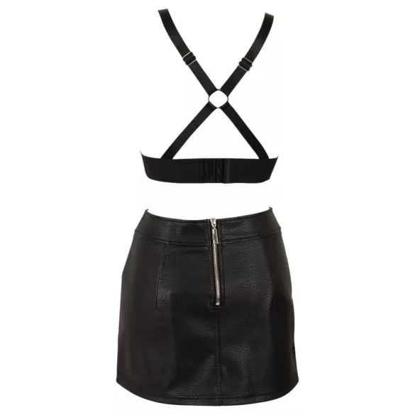 Cottelli - set top și minijupă din piele artificială (negru) - M
