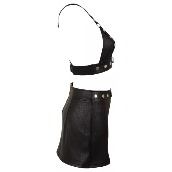 Cottelli - set top și minijupă din piele artificială (negru) - M