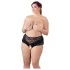 Cottelli Plus Size - chiloți deschiși cu dantelă și perle - negru
