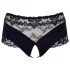 Cottelli Plus Size - chiloți deschiși cu dantelă și perle - negru - XL