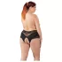Cottelli Plus Size - chiloți deschiși cu dantelă și perle - negru - 3XL