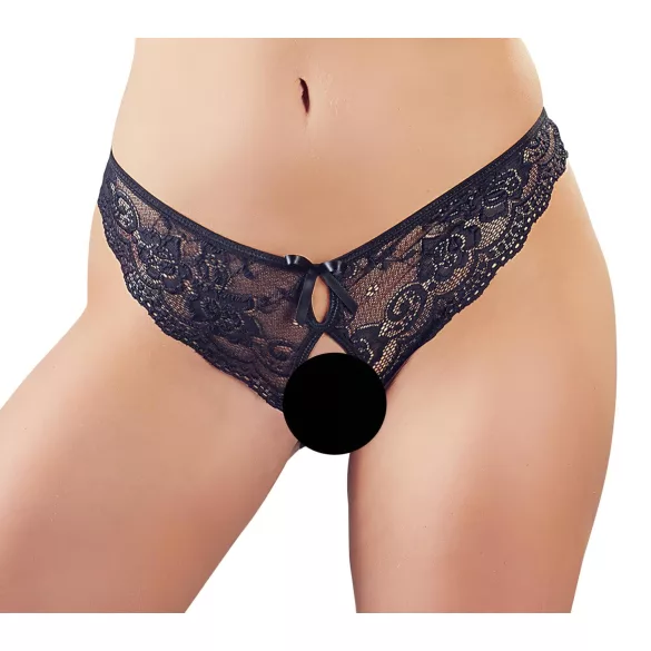 Cottelli - chilot deschis cu dantelă și fundiță - negru