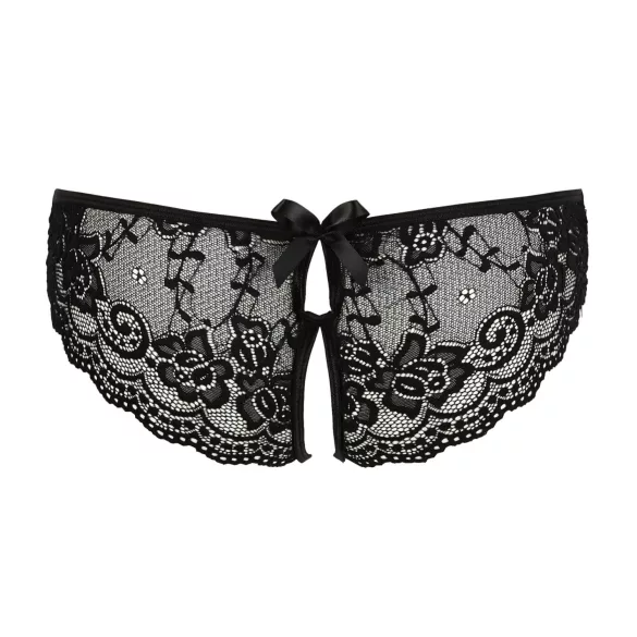 Cottelli - chilot deschis cu dantelă și fundiță - negru - L