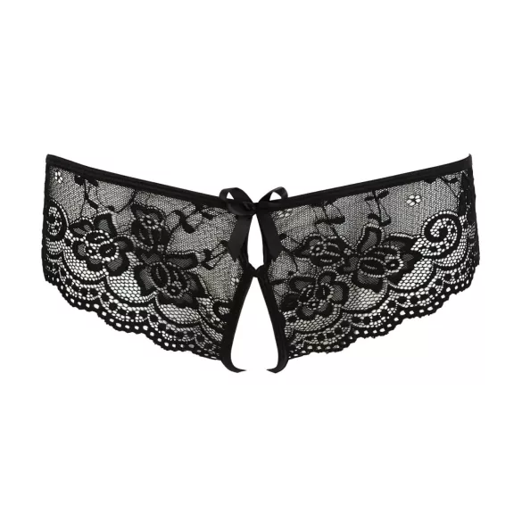 Cottelli - chilot deschis cu dantelă și fundiță - negru - XL