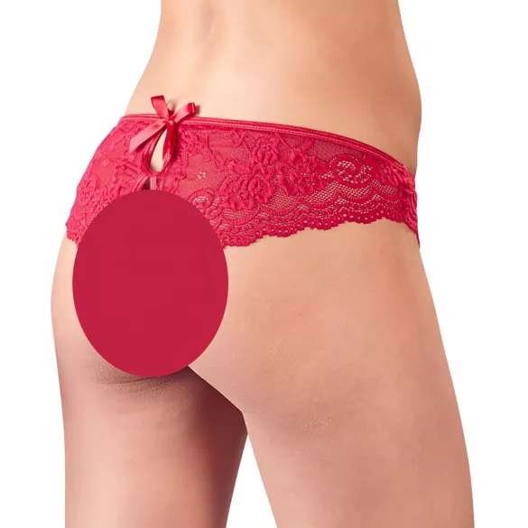 Cottelli - tanga damă deschisă cu fundiță - roșu - XL