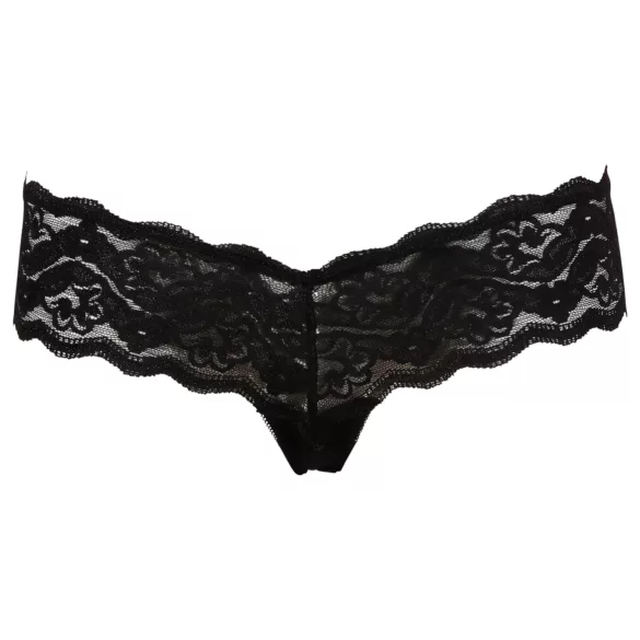 Cottelli - Tanga din dantelă cu perle - negru - L