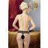 Cottelli - Tanga din dantelă cu perle (negru) - XL