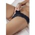 Cottelli - Tanga din dantelă cu perle (negru) - XL