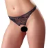 Cottelli - tanga deschis cu dantelă și perle - negru - M