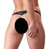 Cottelli - tanga deschis cu dantelă și perle - negru - M