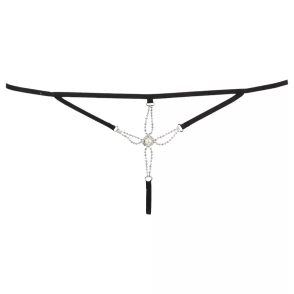 Cottelli - Tanga damă deschis cu strasuri - negru