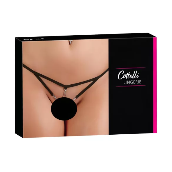 Cottelli - Tanga damă deschis cu strasuri - negru