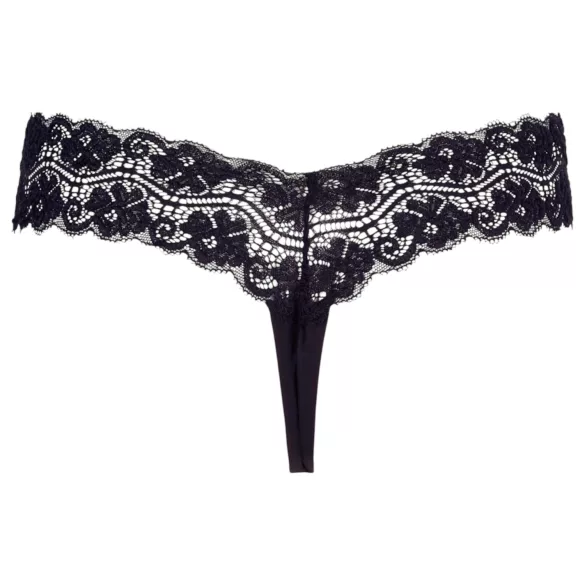 Cottelli - tanga dantelă cu două șiraguri de perle - negru
