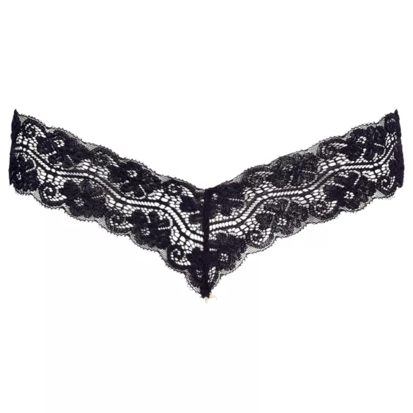Cottelli - tanga dantelă cu două șiraguri de perle - negru