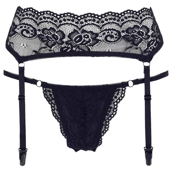 Cottelli - portjartier dantelă și tanga - negru - L