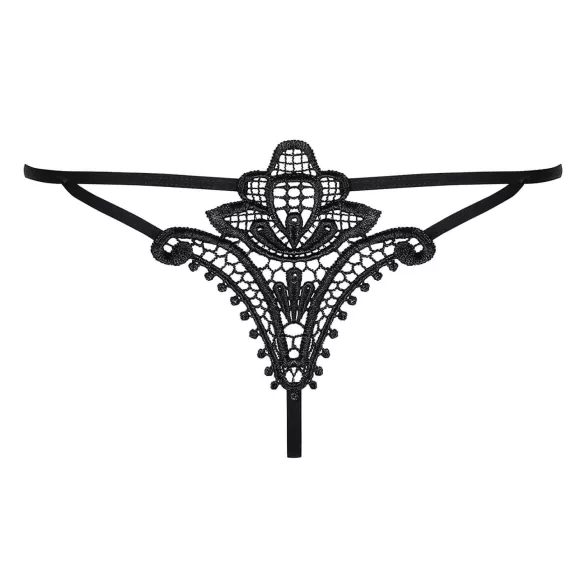 Obsessive - tanga sexy cu model lalea - negru - L/XL